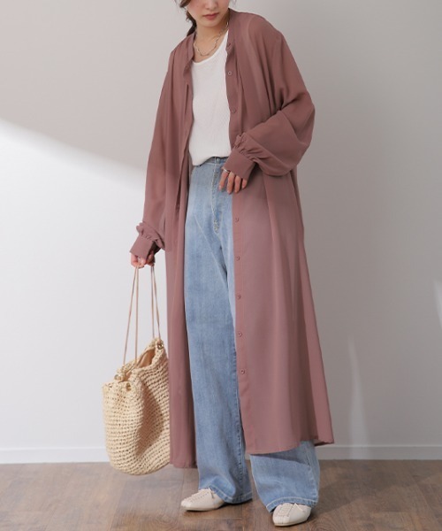 HUG.U(ハグユー)の「ロングシアーシャツ(シャツ/ブラウス・レディース・ホワイト/ピンク/ブラック・FREE)」の9枚目の写真