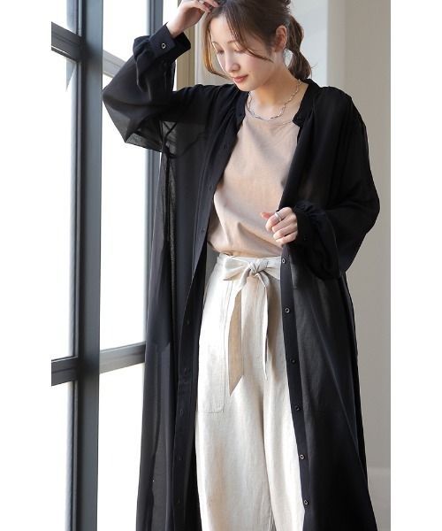 HUG.U(ハグユー)の「ロングシアーシャツ(シャツ/ブラウス・レディース・ホワイト/ピンク/ブラック・FREE)」の10枚目の写真