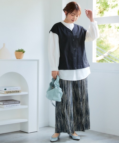 SMILE LAND（スマイルランド）の「＜大きいサイズ＞ラクしてキレイ見え選べるプリ―ツパンツ（ゆったりヒップ）（その他パンツ・レディース・ホワイト系/ブラック系その他/ネイビー系/ブラック系/モカ・L/LL/3L/4L/5L）」の10枚目の写真