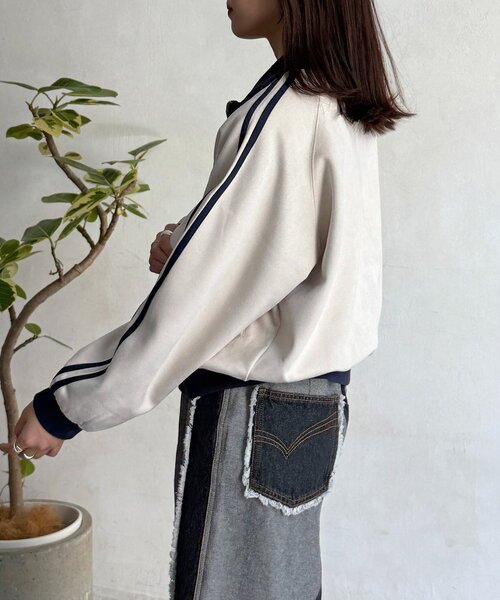 CPCM(シーピーシーエム)の「フェイクスエードトラックジャケット(ブルゾン・レディース・チャコールグレー/カーキ/アイボリー/インディゴブルー・MEDIUM/SMALL)」の20枚目の写真