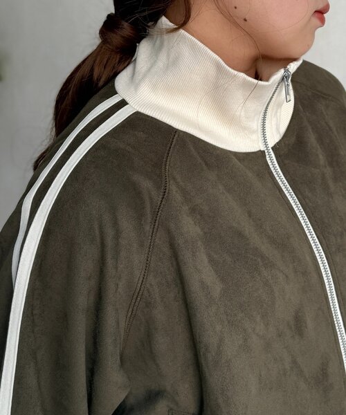 CPCM(シーピーシーエム)の「フェイクスエードトラックジャケット(ブルゾン・レディース・チャコールグレー/カーキ/アイボリー/インディゴブルー・MEDIUM/SMALL)」の6枚目の写真