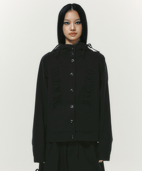 NYXX(エヌワイエックスエックス)の「COTTON SHIRRING HOOD JACKET BLACK(その他アウター・レディース・その他・SMALL/MEDIUM)」の1枚目の写真