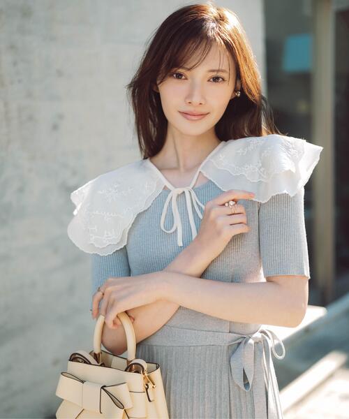 PROPORTION BODY DRESSING(プロポーションボディドレッシング)の「<E>レースカラー2WAYニットワンピース / 1216147302(ワンピース・レディース・ベージュ/グレー系その他・P/S/MEDIUM)」の4枚目の写真