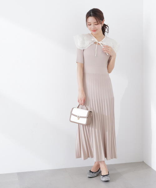 PROPORTION BODY DRESSING(プロポーションボディドレッシング)の「<E>レースカラー2WAYニットワンピース / 1216147302(ワンピース・レディース・ベージュ/グレー系その他・P/S/MEDIUM)」の2枚目の写真