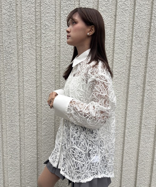 merrylatte（メリーラテ）の「EMBROIDERY LACE SHIRT【IROHANI】（シャツ/ブラウス・レディース・ホワイト・FREE）」の7枚目の写真