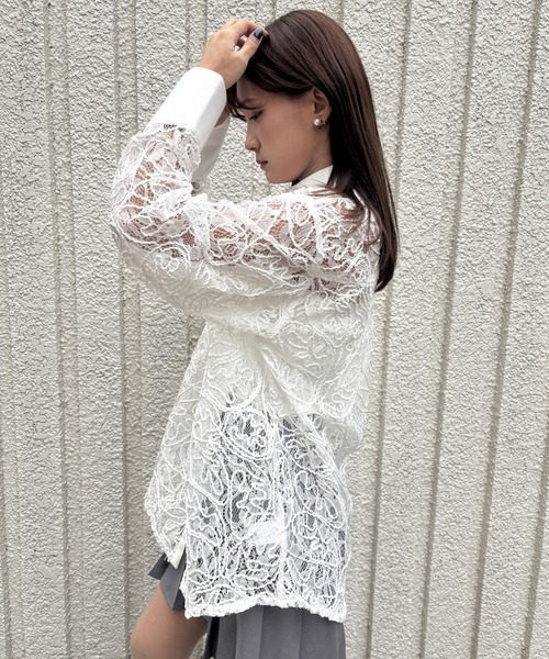 merrylatte（メリーラテ）の「EMBROIDERY LACE SHIRT【IROHANI】（シャツ/ブラウス・レディース・ホワイト・FREE）」の8枚目の写真