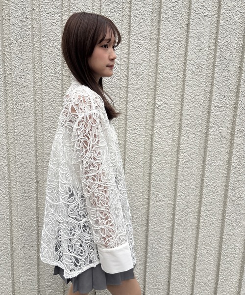merrylatte（メリーラテ）の「EMBROIDERY LACE SHIRT【IROHANI】（シャツ/ブラウス・レディース・ホワイト・FREE）」の10枚目の写真