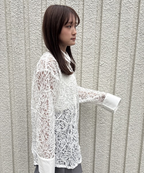 merrylatte（メリーラテ）の「EMBROIDERY LACE SHIRT【IROHANI】（シャツ/ブラウス・レディース・ホワイト・FREE）」の11枚目の写真