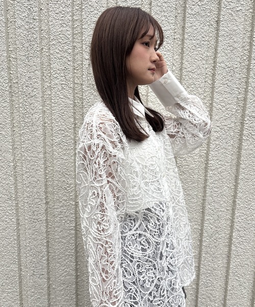 merrylatte（メリーラテ）の「EMBROIDERY LACE SHIRT【IROHANI】（シャツ/ブラウス・レディース・ホワイト・FREE）」の12枚目の写真