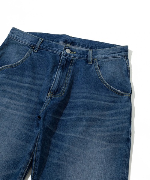 go slow caravan（ゴースローキャラバン）の「10ozデニム ヴィンテージフェード ゆったりフレアパンツ（デニムパンツ・メンズ・ブラック系その他/インディゴブルー・MEDIUM/SMALL/LARGE）」の3枚目の写真