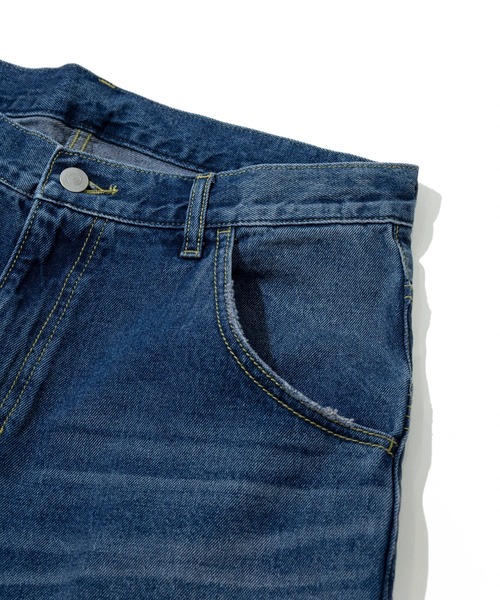 go slow caravan（ゴースローキャラバン）の「10ozデニム ヴィンテージフェード ゆったりフレアパンツ（デニムパンツ・メンズ・ブラック系その他/インディゴブルー・MEDIUM/SMALL/LARGE）」の6枚目の写真