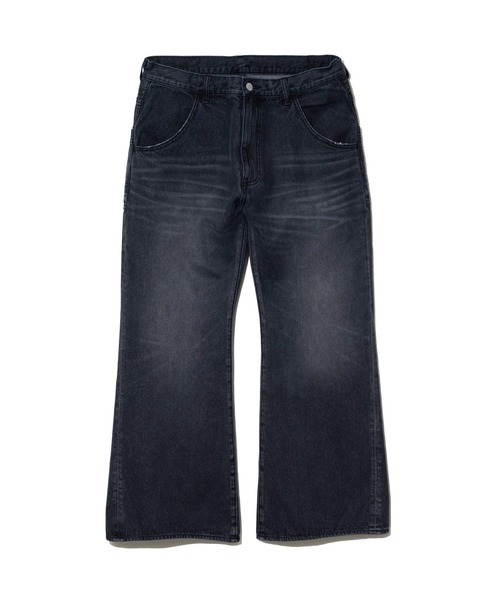 go slow caravan（ゴースローキャラバン）の「10ozデニム ヴィンテージフェード ゆったりフレアパンツ（デニムパンツ・メンズ・ブラック系その他/インディゴブルー・MEDIUM/SMALL/LARGE）」の12枚目の写真