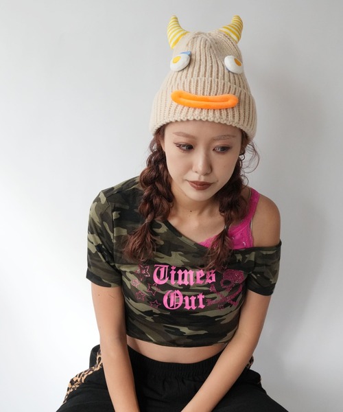 Port（ポート）の「【 Port / ポート 】 ホーンフェイス ニットキャップ / ニット帽 #（ニットキャップ/ビーニー・レディース・ブラック/ホワイト/ベージュ/パープル/グレー/ブルー・FREE）」の4枚目の写真