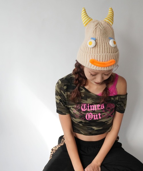 Port（ポート）の「【 Port / ポート 】 ホーンフェイス ニットキャップ / ニット帽 #（ニットキャップ/ビーニー・レディース・ブラック/ホワイト/ベージュ/パープル/グレー/ブルー・FREE）」の19枚目の写真