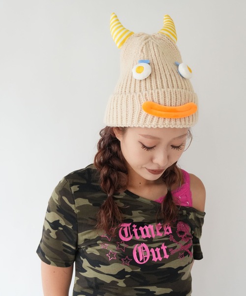 Port（ポート）の「【 Port / ポート 】 ホーンフェイス ニットキャップ / ニット帽 #（ニットキャップ/ビーニー・レディース・ブラック/ホワイト/ベージュ/パープル/グレー/ブルー・FREE）」の18枚目の写真