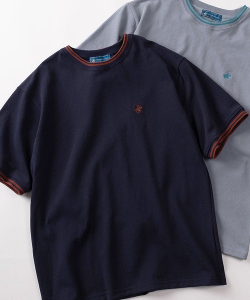 BEVERLY HILLS POLO CLUB（ビバリーヒルズポロクラブ）の「【71】【BEVERLY HILLS POLO CLUB/ビバリーヒルズポロクラブ】ワンポイント刺繍 鹿の子 リブラインTシャツ（Tシャツ/カットソー・メンズ・グリーン/サックスブルー/オリーブ/ブラック/ネイビー/オフホワイト・XL/L/M）」の5枚目の写真