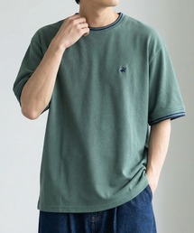 【71】【BEVERLY HILLS POLO CLUB/ビバリーヒルズポロクラブ】ワンポイント刺繍 鹿の子 リブラインTシャツ
