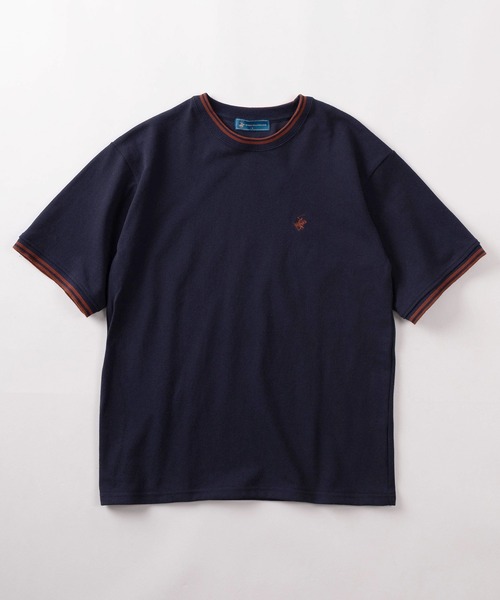 BEVERLY HILLS POLO CLUB（ビバリーヒルズポロクラブ）の「【71】【BEVERLY HILLS POLO CLUB/ビバリーヒルズポロクラブ】ワンポイント刺繍 鹿の子 リブラインTシャツ（Tシャツ/カットソー・メンズ・グリーン/サックスブルー/オリーブ/ブラック/ネイビー/オフホワイト・XL/L/M）」の7枚目の写真