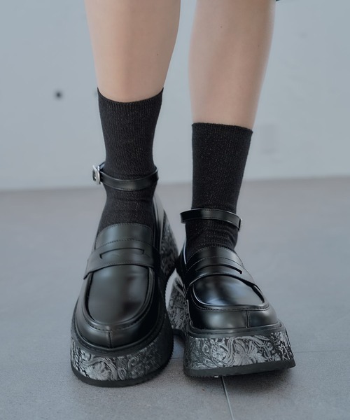 HARE（ハレ）の「ガラソールボリュームソールローファー(HARE)（ローファー・レディース・ブラック/グレー・MEDIUM/LARGE）」の2枚目の写真