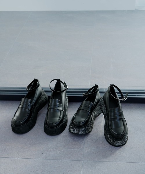 HARE（ハレ）の「ガラソールボリュームソールローファー(HARE)（ローファー・レディース・ブラック/グレー・MEDIUM/LARGE）」の4枚目の写真