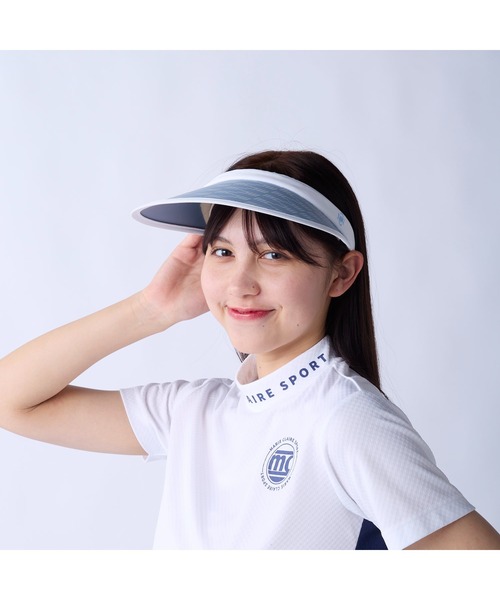 marie claire(マリ・クレール)の「marie claire GOLF/マリクレール ゴルフ ゴルフウェア UVカット 軽量 総柄 クリップバイザー(サンバイザー・レディース・ホワイト/ピンク/ブラック/ブルー・FREE)」の6枚目の写真