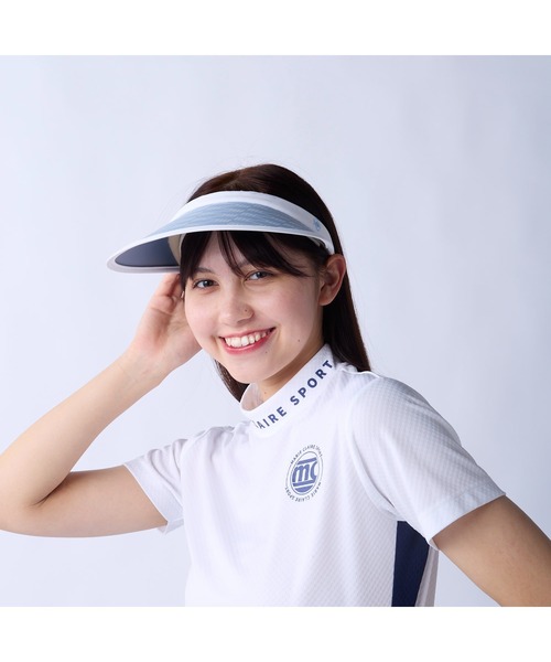 marie claire(マリ・クレール)の「marie claire GOLF/マリクレール ゴルフ ゴルフウェア UVカット 軽量 総柄 クリップバイザー(サンバイザー・レディース・ホワイト/ピンク/ブラック/ブルー・FREE)」の7枚目の写真