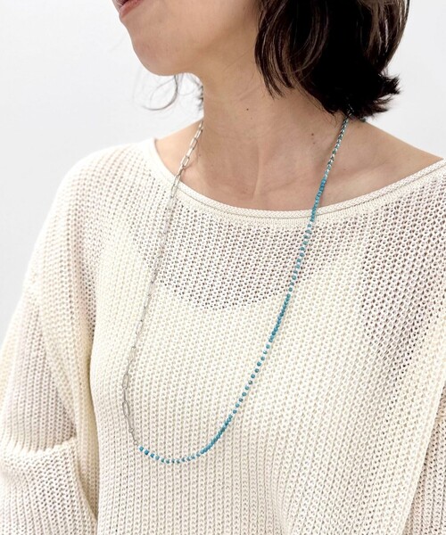 NOLLEY’S（ノーリーズ）の「【grace grace/グラスグラス】チェーン×天然石アレンジネックレス（ネックレス・レディース・ライトブルー・FREE）」の5枚目の写真