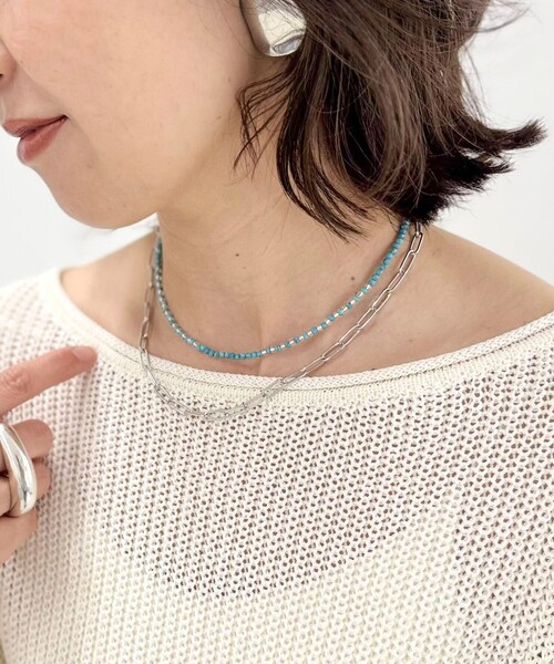 NOLLEY’S（ノーリーズ）の「【grace grace/グラスグラス】チェーン×天然石アレンジネックレス（ネックレス・レディース・ライトブルー・FREE）」の7枚目の写真