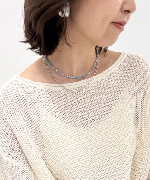 NOLLEY’S（ノーリーズ）の「【grace grace/グラスグラス】チェーン×天然石アレンジネックレス（ネックレス・レディース・ライトブルー・FREE）」の8枚目の写真