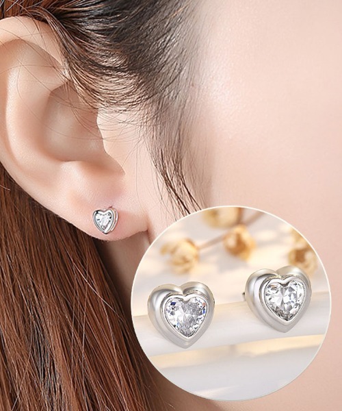shoppinggo（ショッピングゴー）の「ピアス ハート スタッドピアス パールピアス 直結ピアス（ピアス（両耳用）・レディース・シルバー/ゴールド・FREE）」の2枚目の写真