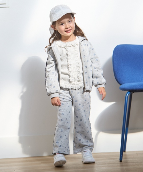 petit main(プティマイン)の「【リンク】花柄スウェットパンツ(スウェットパンツ・キッズ・アイボリー/トップグレー・80cm/90cm/110cm/100cm/120cm/130cm)」の1枚目の写真