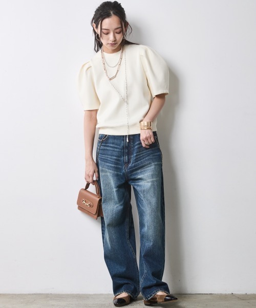 CHIC STYLE（シックスタイル）の「ダンボールカットソーパフスリーブプルオーバー＜大きいサイズ有＞シックスタイル（Tシャツ/カットソー・レディース・ブラック/アイボリー・M/L/LL/3L/4L/5L）」の22枚目の写真