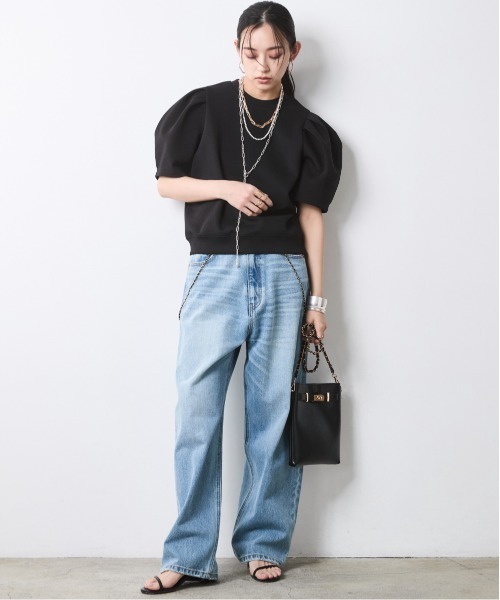 CHIC STYLE（シックスタイル）の「ダンボールカットソーパフスリーブプルオーバー＜大きいサイズ有＞シックスタイル（Tシャツ/カットソー・レディース・ブラック/アイボリー・M/L/LL/3L/4L/5L）」の8枚目の写真