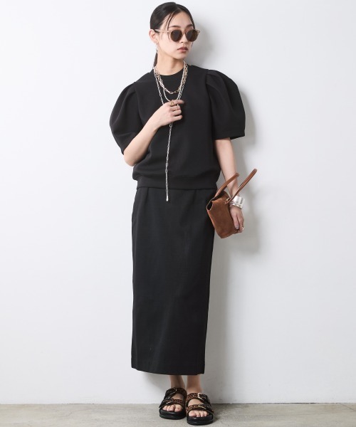 CHIC STYLE（シックスタイル）の「ダンボールカットソーパフスリーブプルオーバー＜大きいサイズ有＞シックスタイル（Tシャツ/カットソー・レディース・ブラック/アイボリー・M/L/LL/3L/4L/5L）」の12枚目の写真