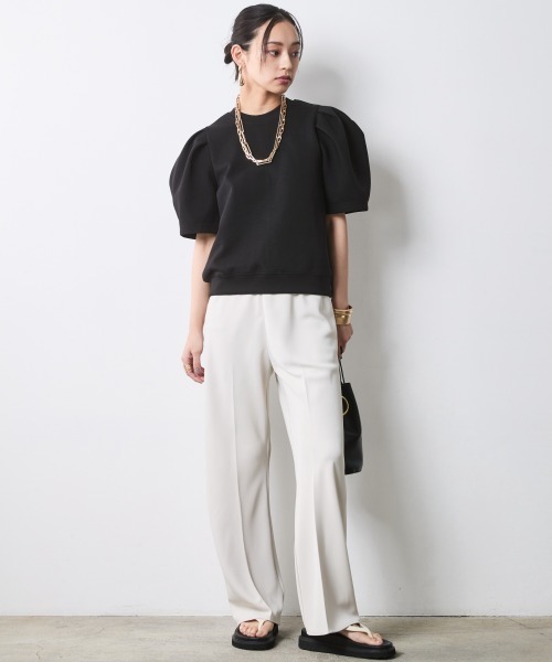 CHIC STYLE（シックスタイル）の「ダンボールカットソーパフスリーブプルオーバー＜大きいサイズ有＞シックスタイル（Tシャツ/カットソー・レディース・ブラック/アイボリー・M/L/LL/3L/4L/5L）」の16枚目の写真