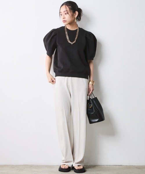 CHIC STYLE（シックスタイル）の「ダンボールカットソーパフスリーブプルオーバー＜大きいサイズ有＞シックスタイル（Tシャツ/カットソー・レディース・ブラック/アイボリー・M/L/LL/3L/4L/5L）」の18枚目の写真