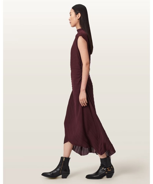 ALLSAINTS(オールセインツ)の「RAYANNA PLEATED MIDI DRESS | RAYANNA プリーツ ミディ ドレス・ワンピース(ワンピース・レディース・レッド系その他・12/10/8/6/4)」の5枚目の写真