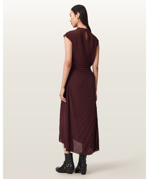 ALLSAINTS(オールセインツ)の「RAYANNA PLEATED MIDI DRESS | RAYANNA プリーツ ミディ ドレス・ワンピース(ワンピース・レディース・レッド系その他・12/10/8/6/4)」の6枚目の写真
