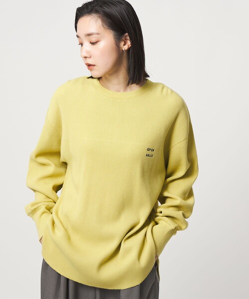 CITEN（シテン）の「＜CITEN＞エッセンシャルワッフルトップ（Tシャツ/カットソー・レディース・イエロー/ライトグレー/オフホワイト・FREE）」の3枚目の写真