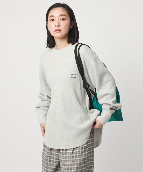 CITEN（シテン）の「＜CITEN＞エッセンシャルワッフルトップ（Tシャツ/カットソー・レディース・イエロー/ライトグレー/オフホワイト・FREE）」の4枚目の写真