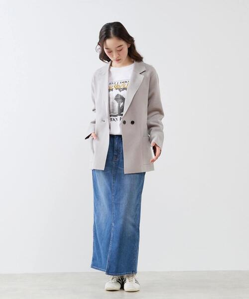 LOGEMENT DE CLAIRE(ロジュモンドクレール)の「テーラードニットジャケット(カーディガン/ボレロ・レディース・ブラウン/ダークネイビー/グレー・FREE)」の5枚目の写真