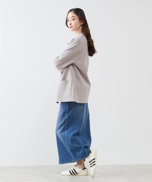 LOGEMENT DE CLAIRE(ロジュモンドクレール)の「テーラードニットジャケット(カーディガン/ボレロ・レディース・ブラウン/ダークネイビー/グレー・FREE)」の7枚目の写真