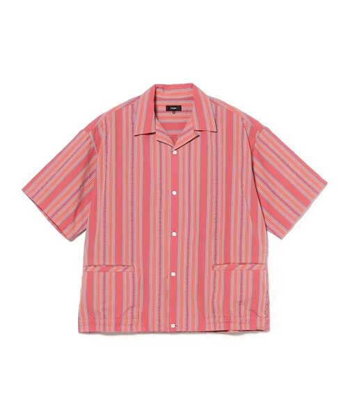 BEAMS(ビームス)の「マルチ ストライプ オープンカラーシャツ【ワイドフィット】(シャツ/ブラウス・メンズ・レッド/グリーン・L/M/S/XL)」の2枚目の写真