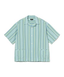 マルチ ストライプ オープンカラーシャツ【ワイドフィット】