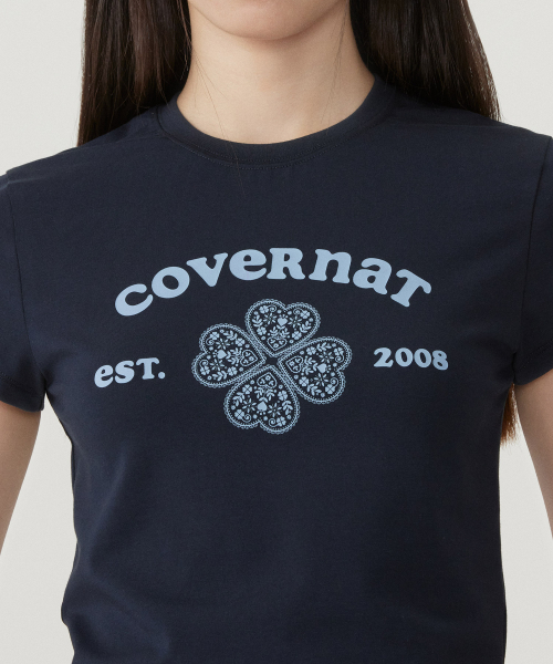 COVERNAT WOMAN(カバーナットウーマン)の「ウーマンベビーフィットアーチクローバーハートTシャツネイビー(Tシャツ/カットソー・レディース・その他・WS/WM)」の7枚目の写真