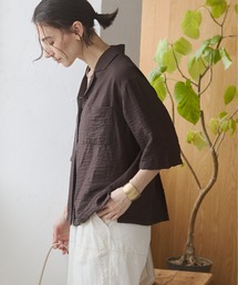 接触冷感 レーヨン混 オープンカラーシャツ / 半袖 / セットアップ対応 / オフィスカジュアル / 通勤 / 夏服