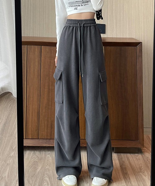 Songe（ソンジュ）の「ハイウエストスウェットパンツ（スウェットパンツ・レディース・グレー/ブラック/ライトグレー/チャコールグレー・L/M/S）」の9枚目の写真