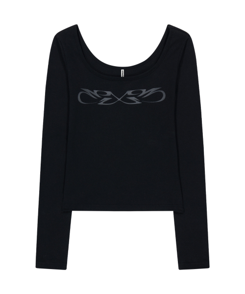 PORTERNA（ポルテナ）の「GRAPHIC U-NECK LONG SLEEVE T-SHIRT-BLACK（Tシャツ/カットソー・レディース・その他・X-SMALL）」の7枚目の写真