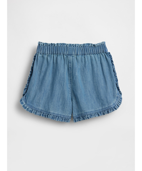 GAP(ギャップ)の「デニム ラッフルフリル プルオンショートパンツ (幼児・ベビー)(その他パンツ・キッズ・インディゴブルー・105cm/110cm/100cm/95cm/80cm/70cm/90cm)」の2枚目の写真