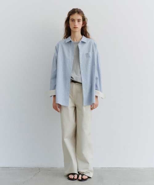 URAGO(ユラーゴ)の「Spring roll-up check shirt(シャツ/ブラウス・レディース・レッド/スカイブルー/ベージュ・FREE)」の7枚目の写真